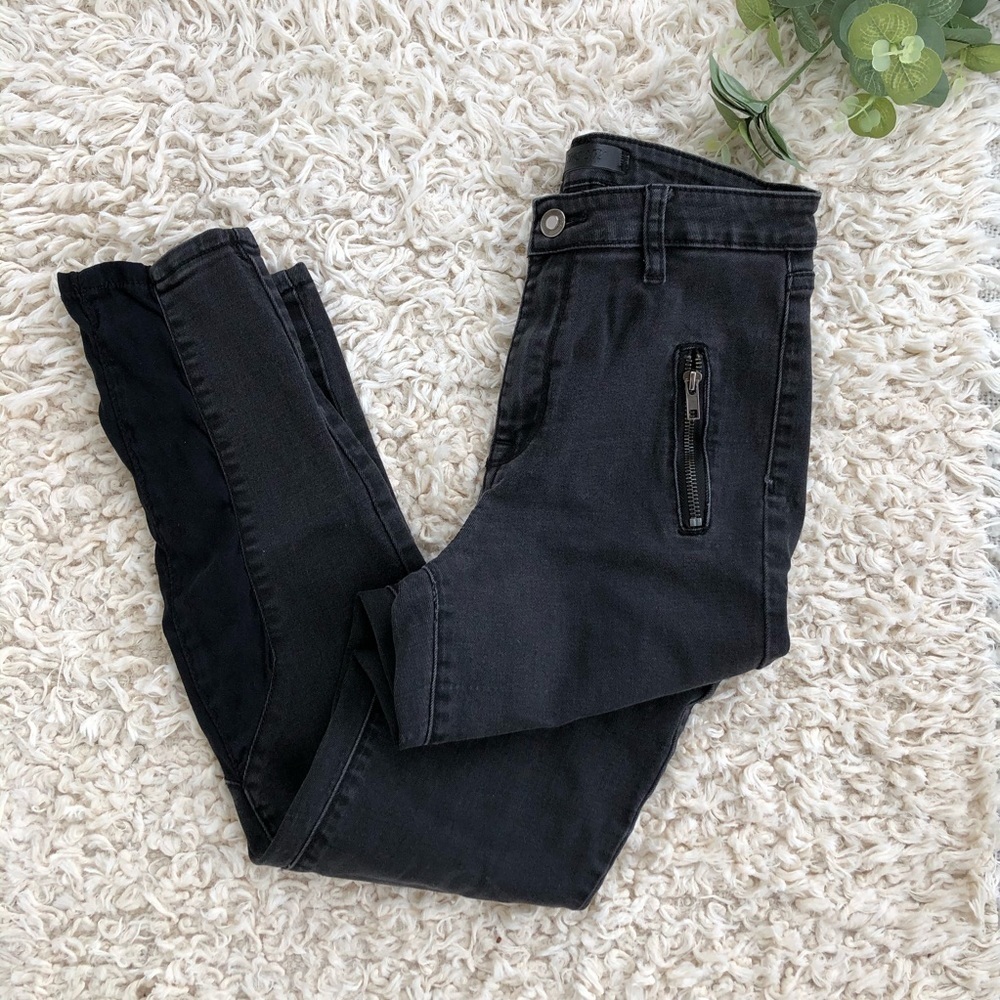This city black zip pocket high rise skinny jeans